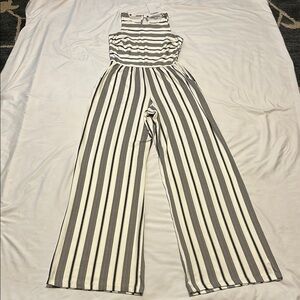 Black and White Striped Palazzo Jumpsuit